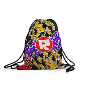 Рюкзак-мешок 3D с принтом Roblox | Роблокс , 100% полиэстер | плотность ткани — 200 г/м2, размер — 35 х 45 см; лямки — толстые шнурки, застежка на шнуровке, без карманов и подкладки | game | piggy | roblox | игра | огонь | пламя | роблокс | текстура