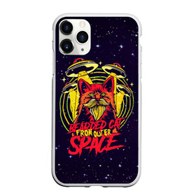 Чехол для iPhone 11 Pro Max матовый с принтом Bearded cat from outer space , Силикон |  | Тематика изображения на принте: hipster | retro | vintage | борода | бородатый | винтаж | глубокий | из космоса | космический | космический корабль | космос | кот | котик | кошка | нло | пародия | пришельцы | ретро | старые фильмы | ужастик