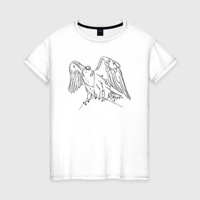 Женская футболка хлопок с принтом Символ Орла , 100% хлопок | прямой крой, круглый вырез горловины, длина до линии бедер, слегка спущенное плечо | animals | art | bird | eagle | falcon | tattoo | wings | арт | беркут | гор | гордый | дикий | животные | крылья | летающий | один | орел | орлан | пернатый | перья | природа | птица | птичка | символ | сокол | соколиный взгляд