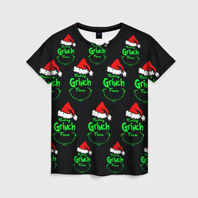 Женская футболка 3D с принтом Grinch Face , 100% полиэфир ( синтетическое хлопкоподобное полотно) | прямой крой, круглый вырез горловины, длина до линии бедер | 2020 | 2021 | grinch | белая | год | гринч | елка | женская | зеленый | красная | мужская | мультфильм | надпись | нг | новый | подарок | полосы | праздник | рождества | свитер | сердце | смайл | фильм | шапка