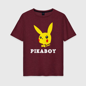 Женская футболка хлопок Oversize с принтом Pikaboy , 100% хлопок | свободный крой, круглый ворот, спущенный рукав, длина до линии бедер
 | 