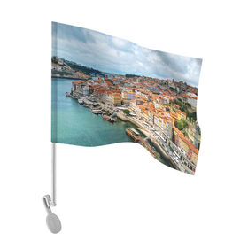 Флаг для автомобиля с принтом Порту, оранжевые крыши, лодки , 100% полиэстер | Размер: 30*21 см | city | europe | porto | portugal | roofs | town | город | городской пейзаж | дома | дома. здания | домики | дому | европа | крыши | лодки | оранжевые | порту | португалия | река