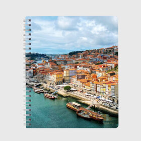 Тетрадь с принтом Порту, оранжевые крыши, лодки , 100% бумага | 48 листов, плотность листов — 60 г/м2, плотность картонной обложки — 250 г/м2. Листы скреплены сбоку удобной пружинной спиралью. Уголки страниц и обложки скругленные. Цвет линий — светло-серый
 | Тематика изображения на принте: city | europe | porto | portugal | roofs | town | город | городской пейзаж | дома | дома. здания | домики | дому | европа | крыши | лодки | оранжевые | порту | португалия | река
