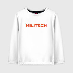 Детский лонгслив хлопок с принтом Militech , 100% хлопок | круглый вырез горловины, полуприлегающий силуэт, длина до линии бедер | cyberpunk 2077 | johnny silverhand | judy | moxes | panam | samurai | джуди | киберпанк 2077 | милитех | панам | шельмы