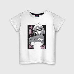 Детская футболка хлопок с принтом cute girl , 100% хлопок | круглый вырез горловины, полуприлегающий силуэт, длина до линии бедер | ahegao | manga | ахегао | комиксы | лицо | манга | паттрен | чернобелый | эмоции