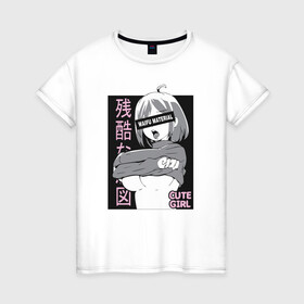 Женская футболка хлопок с принтом cute girl , 100% хлопок | прямой крой, круглый вырез горловины, длина до линии бедер, слегка спущенное плечо | ahegao | manga | ахегао | комиксы | лицо | манга | паттрен | чернобелый | эмоции