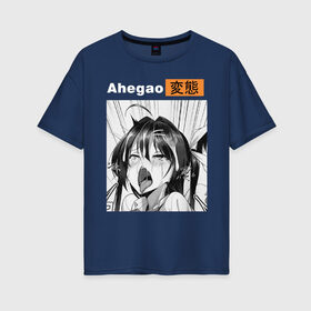 Женская футболка хлопок Oversize с принтом Ahegao , 100% хлопок | свободный крой, круглый ворот, спущенный рукав, длина до линии бедер
 | ahegao | manga | ахегао | комиксы | лицо | манга | паттрен | чернобелый | эмоции