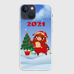 Чехол для iPhone 13 mini с принтом Бык наряжает елочку ,  |  | 2021 | 7 января | bull | newyear | santa | бык | бычок | год быка | дед мороз | корова | новогодние каникулы | новогодние праздники | новый 2021 | новый год | новый год 2021 | рождество | сани | санта | санта клаус