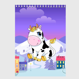 Скетчбук с принтом Милый бык , 100% бумага
 | 48 листов, плотность листов — 100 г/м2, плотность картонной обложки — 250 г/м2. Листы скреплены сверху удобной пружинной спиралью | 2021 | 7 января | bull | newyear | santa | бык | быки | бычок | год быка | дед мороз | корова | новогодние каникулы | новогодние праздники | новый 2021 | новый год | новый год 2021 | рождество | сани | санта | санта клаус