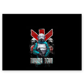 Поздравительная открытка с принтом CYBERPUNK TRAUMA TEAM , 100% бумага | плотность бумаги 280 г/м2, матовая, на обратной стороне линовка и место для марки
 | Тематика изображения на принте: ambulance | cd prodject | cyberpunk 2077 | future | game | japan | kianu | logo | medicine | pc | rpg | samurai | trauma | trauma team | банды | будущее | игры | киану ривз | киберпанк | киберпанк 2077 | киборги | компьютер | медики скорая 