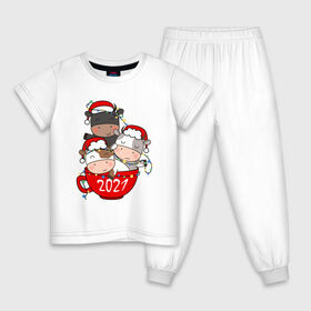 Детская пижама хлопок с принтом Новогодние быки в чашке , 100% хлопок |  брюки и футболка прямого кроя, без карманов, на брюках мягкая резинка на поясе и по низу штанин
 | Тематика изображения на принте: 
