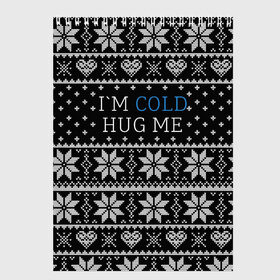 Скетчбук с принтом I`m cold hug me , 100% бумага
 | 48 листов, плотность листов — 100 г/м2, плотность картонной обложки — 250 г/м2. Листы скреплены сверху удобной пружинной спиралью | Тематика изображения на принте: иностранные | любовь | меня | мне | надпись | новогодний свитер | новый год | обними | объятия | прикольные | рождественский свитер | свитер | слова | текст | холодно | цитата