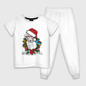 Детская пижама хлопок с принтом ЛабриСанта , 100% хлопок |  брюки и футболка прямого кроя, без карманов, на брюках мягкая резинка на поясе и по низу штанин
 | new year | арт | графика | дед мороз | зима | новый год | рождество | санта