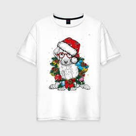 Женская футболка хлопок Oversize с принтом ЛабриСанта , 100% хлопок | свободный крой, круглый ворот, спущенный рукав, длина до линии бедер
 | new year | арт | графика | дед мороз | зима | новый год | рождество | санта