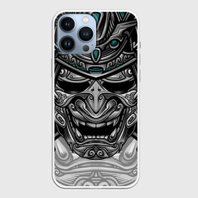 Чехол для iPhone 13 Pro Max с принтом Cyber Samurai ,  |  | Тематика изображения на принте: evil | head | mask | rage | robot | samurai | skull | warrior | арт | воин | гнев | голова | злой | киберпанк | маска | робот | самурай | сёгун | череп | японский