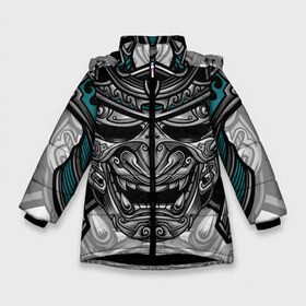 Зимняя куртка для девочек 3D с принтом Cyber Samurai , ткань верха — 100% полиэстер; подклад — 100% полиэстер, утеплитель — 100% полиэстер. | длина ниже бедра, удлиненная спинка, воротник стойка и отстегивающийся капюшон. Есть боковые карманы с листочкой на кнопках, утяжки по низу изделия и внутренний карман на молнии. 

Предусмотрены светоотражающий принт на спинке, радужный светоотражающий элемент на пуллере молнии и на резинке для утяжки. | evil | head | mask | rage | robot | samurai | skull | warrior | арт | воин | гнев | голова | злой | киберпанк | маска | робот | самурай | сёгун | череп | японский