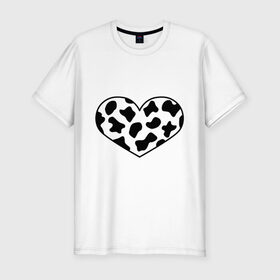 Мужская футболка хлопок Slim с принтом В Новый год - с любовью! , 92% хлопок, 8% лайкра | приталенный силуэт, круглый вырез ворота, длина до линии бедра, короткий рукав | 2021 | бык | корова | любовь | новый год | праздник | сердце | символ года | чёрно белый