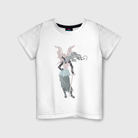 Детская футболка хлопок с принтом Горгона , 100% хлопок | круглый вырез горловины, полуприлегающий силуэт, длина до линии бедер | fantasy | monster | горгона | доспехи | змеи | крылья | меч | монстр | фэнтези