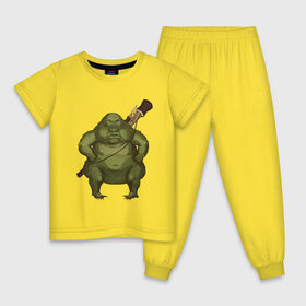 Детская пижама хлопок с принтом Жаба , 100% хлопок |  брюки и футболка прямого кроя, без карманов, на брюках мягкая резинка на поясе и по низу штанин
 | fantasy | monster | жаба | животные | земноводные | лягушка | монстр | фэнтези