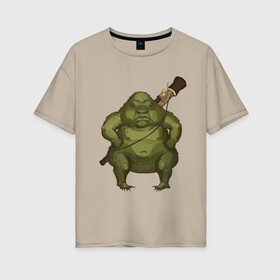 Женская футболка хлопок Oversize с принтом Жаба , 100% хлопок | свободный крой, круглый ворот, спущенный рукав, длина до линии бедер
 | fantasy | monster | жаба | животные | земноводные | лягушка | монстр | фэнтези