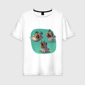 Женская футболка хлопок Oversize с принтом TRDGARPG, crazy pugs, мопсы, собаки , 100% хлопок | свободный крой, круглый ворот, спущенный рукав, длина до линии бедер
 | crazy pugs | мопсы | собаки