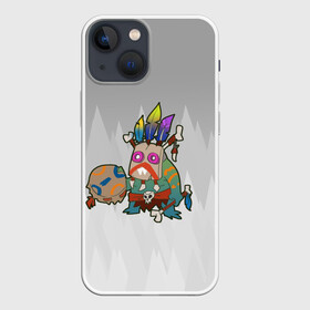 Чехол для iPhone 13 mini с принтом Worthy Heart hunter   лягушка шаман ,  |  | Тематика изображения на принте: worthy heart hunter | бубен | деревянная маска | лягушка | перья | шаман