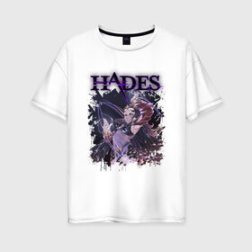 Женская футболка хлопок Oversize с принтом Hades Nyx (Z) , 100% хлопок | свободный крой, круглый ворот, спущенный рукав, длина до линии бедер
 | aid | hades | nyx | roguelike | thanatos | zagreus | аид | гадес | загрей | никс | рогалик | танатос