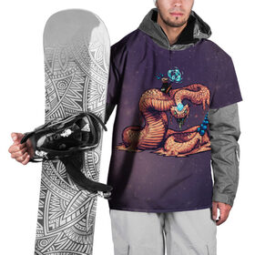 Накидка на куртку 3D с принтом Всадник со змеей , 100% полиэстер |  | magic | snake | space | змея | космос | кристаллы | магия | песок