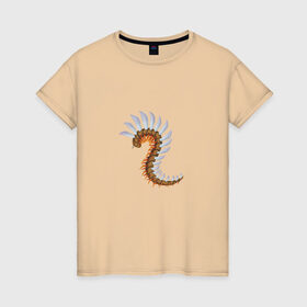 Женская футболка хлопок с принтом Насекомое , 100% хлопок | прямой крой, круглый вырез горловины, длина до линии бедер, слегка спущенное плечо | fantasy | monster | животные | земноводные | монстр | насекомое | сколопендра | фэнтези