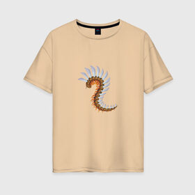Женская футболка хлопок Oversize с принтом Насекомое , 100% хлопок | свободный крой, круглый ворот, спущенный рукав, длина до линии бедер
 | fantasy | monster | животные | земноводные | монстр | насекомое | сколопендра | фэнтези