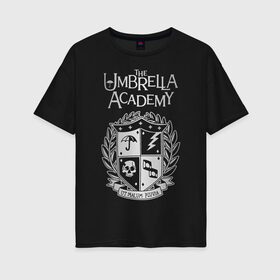 Женская футболка хлопок Oversize с принтом Академия Амбрелла , 100% хлопок | свободный крой, круглый ворот, спущенный рукав, длина до линии бедер
 | the umbrella academy | umbrella | академия амбрелла | амбрелла | герб | зонтик | комиксы