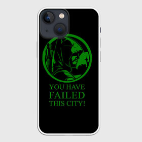 Чехол для iPhone 13 mini с принтом Стрела ,  |  | Тематика изображения на принте: netflix | oliver queen | the arrow | vigilante | you have faled this sity | зеленая стрела | капюшон | лучник | мститель | нетфликс | оливен квин | сериал стрела | супергерой