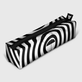 Пенал 3D с принтом Узор Академия Амбрелла , 100% полиэстер | плотная ткань, застежка на молнии | академия | амбрелла | белый | зонт | полосы | узор | фильм | черный