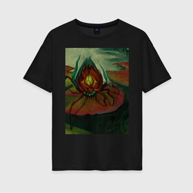 Женская футболка хлопок Oversize с принтом Ходячий цветок , 100% хлопок | свободный крой, круглый ворот, спущенный рукав, длина до линии бедер
 | болото | кувшинка | лилия | насекомое | паук | пруд | растение | цветок