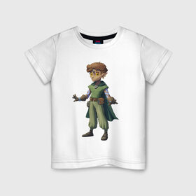 Детская футболка хлопок с принтом Герой , 100% хлопок | круглый вырез горловины, полуприлегающий силуэт, длина до линии бедер | зеленый | маг | фэнтези