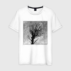 Мужская футболка хлопок с принтом Дом на дереве , 100% хлопок | прямой крой, круглый вырез горловины, длина до линии бедер, слегка спущенное плечо. | ветки | графика | дерево | дом | жуткий | мрачный | небо | одиночество | пасмурно | пустота