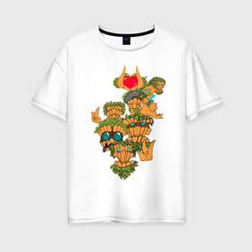 Женская футболка хлопок Oversize с принтом Древец , 100% хлопок | свободный крой, круглый ворот, спущенный рукав, длина до линии бедер
 | древец | сборка | смайл | стикеры | эмоции