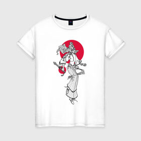 Женская футболка хлопок с принтом Dancer Танцовщица 01 , 100% хлопок | прямой крой, круглый вырез горловины, длина до линии бедер, слегка спущенное плечо | 