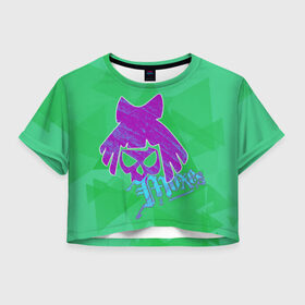 Женская футболка Crop-top 3D с принтом Moxes Gang CP 2077 , 100% полиэстер | круглая горловина, длина футболки до линии талии, рукава с отворотами | city | cyberpunk | gang | moxes | night | андроид | киберпанк | киборг | найт | робот | сити