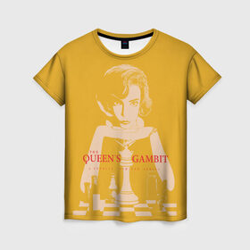 Женская футболка 3D с принтом Ход королевы , 100% полиэфир ( синтетическое хлопкоподобное полотно) | прямой крой, круглый вырез горловины, длина до линии бедер | the queens gambit | графика | девушка | королева | шахматы