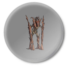 Значок с принтом Магическое дерево ,  металл | круглая форма, металлическая застежка в виде булавки | branch | magic | monster | tree | великан | ветки | дерево | кора | стоит