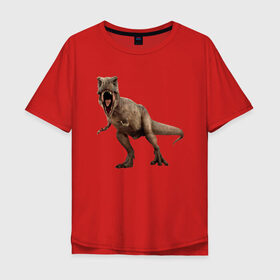 Мужская футболка хлопок Oversize с принтом T-Rex , 100% хлопок | свободный крой, круглый ворот, “спинка” длиннее передней части | Тематика изображения на принте: dinosaurs | predator | дино | динозавр | звери | хищник | ящер