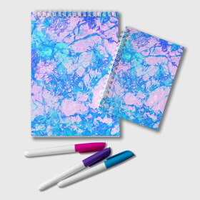 Блокнот с принтом Нежные краски , 100% бумага | 48 листов, плотность листов — 60 г/м2, плотность картонной обложки — 250 г/м2. Листы скреплены удобной пружинной спиралью. Цвет линий — светло-серый
 | Тематика изображения на принте: abstract | blue | casual | casual style | pink | texture | абстрактный рисунок | абстракция | блики | брызги | вода | волны | градиент | краски | мазки | море | морская | пастельные цвета | повседневный | пятна красок