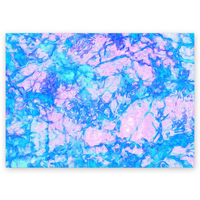 Поздравительная открытка с принтом Нежные краски , 100% бумага | плотность бумаги 280 г/м2, матовая, на обратной стороне линовка и место для марки
 | Тематика изображения на принте: abstract | blue | casual | casual style | pink | texture | абстрактный рисунок | абстракция | блики | брызги | вода | волны | градиент | краски | мазки | море | морская | пастельные цвета | повседневный | пятна красок