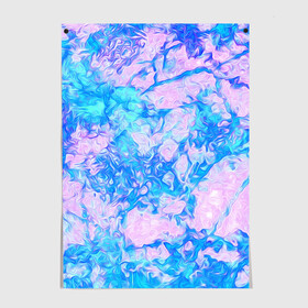 Постер с принтом Нежные краски , 100% бумага
 | бумага, плотность 150 мг. Матовая, но за счет высокого коэффициента гладкости имеет небольшой блеск и дает на свету блики, но в отличии от глянцевой бумаги не покрыта лаком | Тематика изображения на принте: abstract | blue | casual | casual style | pink | texture | абстрактный рисунок | абстракция | блики | брызги | вода | волны | градиент | краски | мазки | море | морская | пастельные цвета | повседневный | пятна красок