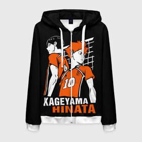 Мужская толстовка 3D на молнии с принтом Haikyuu Hinata Kageyama , 100% полиэстер | длина до линии бедра, манжеты и пояс оформлены мягкой тканевой резинкой, двухслойный капюшон со шнурком для регулировки, спереди молния, по бокам два кармана | anime | haiku | haikuu | haikyu | haikyuu | hinata | kageyama | karasuno | shoe | аниме | атака титанов | ван пис | волейбол | кагеяма | карасуно | наруто | некома | хайку | хината | чиби | шариторидзава | шое