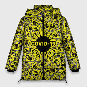 Женская зимняя куртка 3D с принтом COVID-19 , верх — 100% полиэстер; подкладка — 100% полиэстер; утеплитель — 100% полиэстер | длина ниже бедра, силуэт Оверсайз. Есть воротник-стойка, отстегивающийся капюшон и ветрозащитная планка. 

Боковые карманы с листочкой на кнопках и внутренний карман на молнии | biohazard | coronavirus | covid 19 | биологическое оружие | биохазард | болезнь | вирус | грипп | знак опасности | карантин | ковид 19 | коронавирус | лихорадка | масочный режим | медицинская маска | пандемия