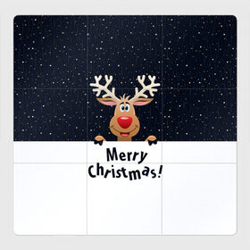 Магнитный плакат 3Х3 с принтом Merry Christmas , Полимерный материал с магнитным слоем | 9 деталей размером 9*9 см | christmas | merry christmas | santa claus | дед мороз | ёлка | новогодние олени | новый год | оленёнок бэмби | оленёнок рудольф | орнамент | с новым годом | санта клаус | свитер с оленями | снегурочка | снежинки | узоры