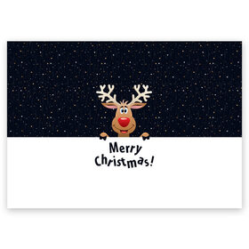 Поздравительная открытка с принтом Merry Christmas , 100% бумага | плотность бумаги 280 г/м2, матовая, на обратной стороне линовка и место для марки
 | christmas | merry christmas | santa claus | дед мороз | ёлка | новогодние олени | новый год | оленёнок бэмби | оленёнок рудольф | орнамент | с новым годом | санта клаус | свитер с оленями | снегурочка | снежинки | узоры