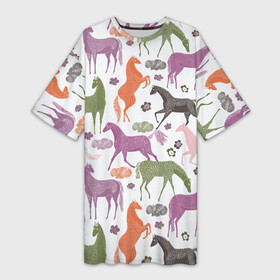Платье-футболка 3D с принтом лошадки ,  |  | horse | horseshoe | акварель | головалошади | грива | жеребец | животные | конь | лошадь | лошадьскрыльями | подкова | природа | рисуноккрасками